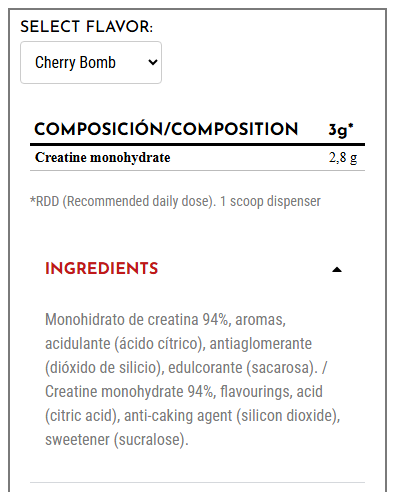كرياتين مونوهيدرات بطعم