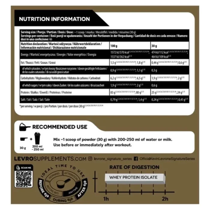 مكمل بروتين للتنشيف بروتين سريع الامتصاص بروتين لبناء عضل نقي واي بروتين 25 جم Kevin Levrone Protein